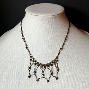 Peacock Victorian Style AB Beaded Black Chain Choker Necklace